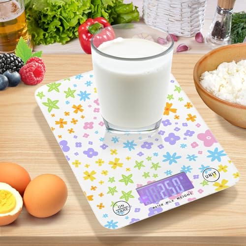 Food Scale Kitchen Scale Food Scales Digital Weight Grams and Ounces Small Electronic Food Scale for Baking Cooking Cute Daisy Star Flowers Rainbow