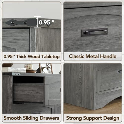 Decofy Grey 47" Farmhouse 6-Drawer Dresser for Bedroom — Variation: Grey