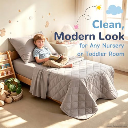 Toddler Comforter Bedding Set - Taupe 4-Piece Kids Bed Linen, Cozy & All-Season