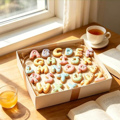 Round Letter Cookie Cutters Set - 2 Inch Stainless Steel Alphabet Shapes - Large 26 Pcs - Perfect for Baking, Fondant, Biscuits, and Holiday Cookies
