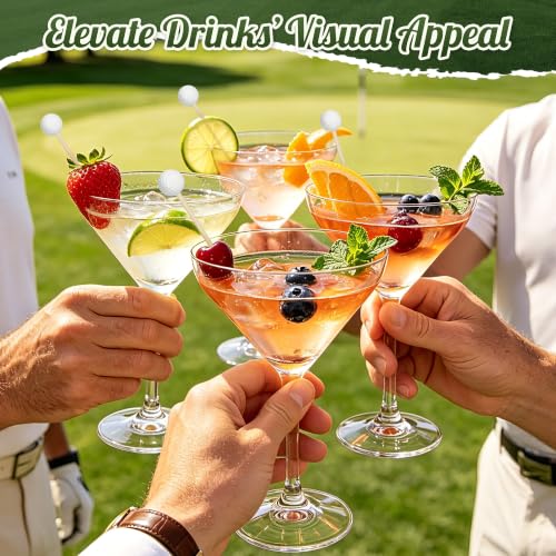 Golf Ball Cocktail Picks - 100 Sturdy Wooden Appetizer Toothpicks