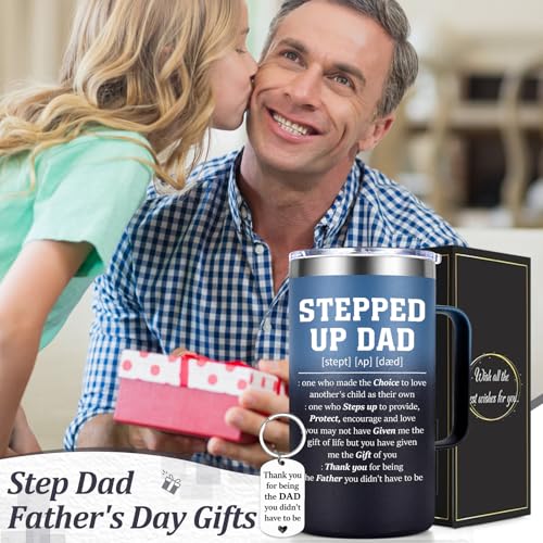 Gradient 20oz Insulated Coffee Mug for Stepdad - Father's Day Gift with Keychain