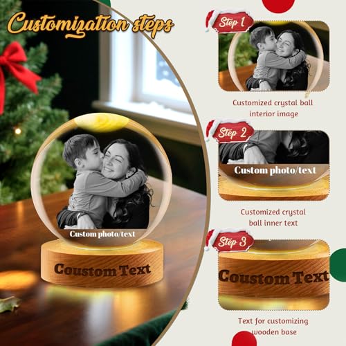Personalized Crystal Snow Globe with Custom Photo and Text - Christmas Keepsake - Variation of THIS listing