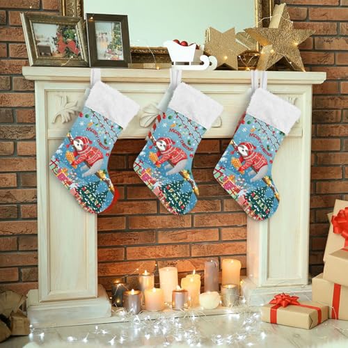 Christmas Stockings Sloth Personalized Large Holiday Decor Set of 2 - 17.7 Inch