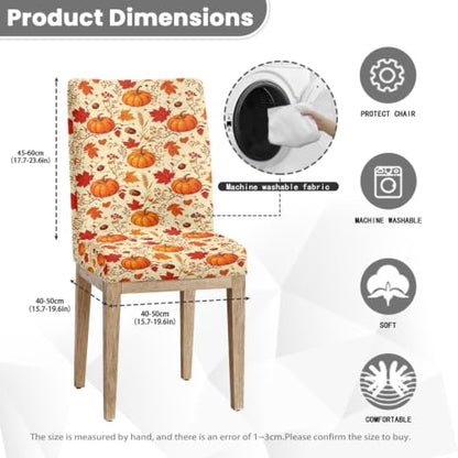 Thanksgiving Fall Maple Dining Chair Covers Set of 5 with Bench Cushion - Autumn Decor