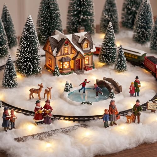 2PCS LED Snow Blanket with Warm Lights for Christmas Village Winter Decor