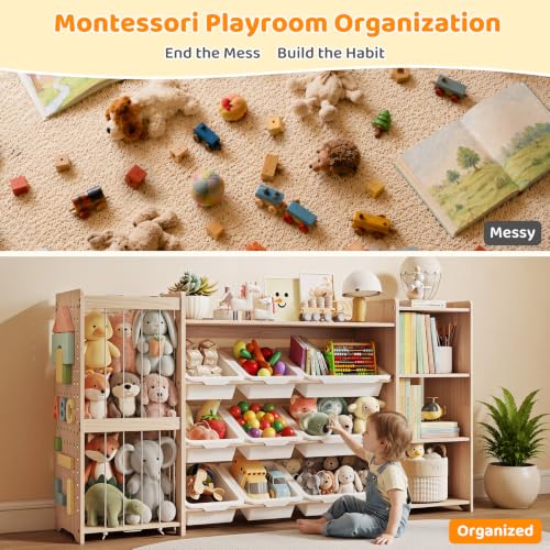 Kids Toy Storage Organizer & Bookshelf with Stuffed Animal Storage