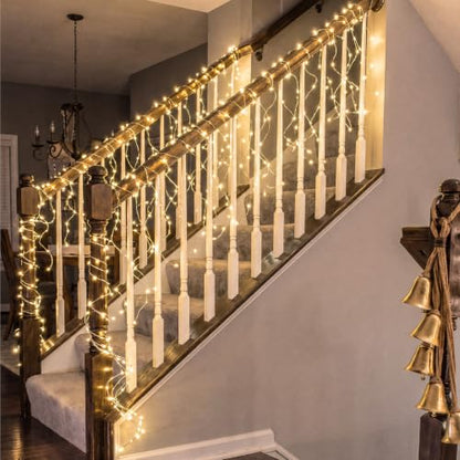 Staircase Curtain Lights 23.6ft with 576 LEDs, 8 Modes, USB & 110V Compatible