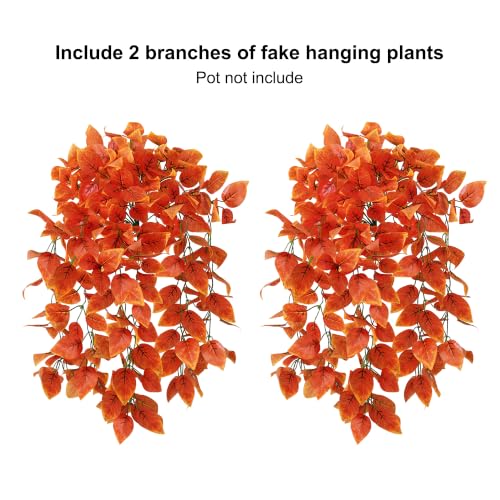 Artificial Hanging Plants for Outdoors - Fall Red Coleus, UV Resistant, 2 PCS