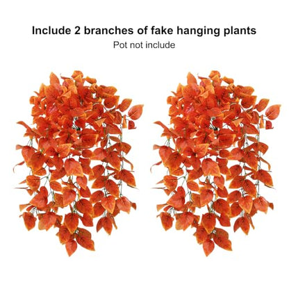 Artificial Hanging Plants for Outdoors - Fall Red Coleus, UV Resistant, 2 PCS