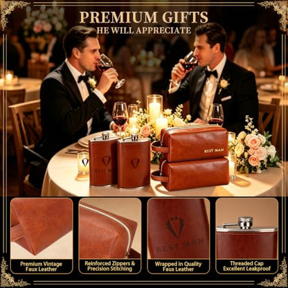 Brown 66-Piece Groomsmen Gifts Set for Wedding Party - 6 Sets Included