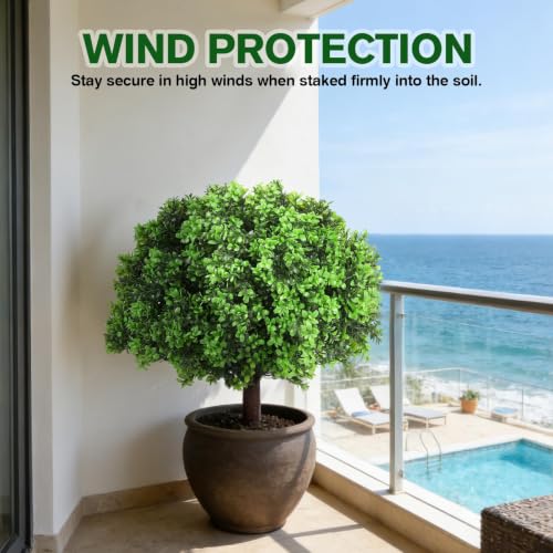 Artificial Boxwood Topiary Ball Trees 25 Inches Set of 2 - Faux Boxwood Plants