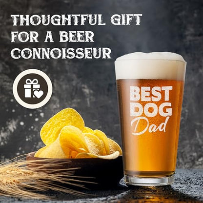 Funny Dog Dad Beer Glass - Engraved 16 oz Pet Lover Gift
