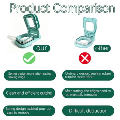 Square Crustless Sandwich Cutter and Sealer - Light Blue, Effortless 2-in-1 Bread Mold
