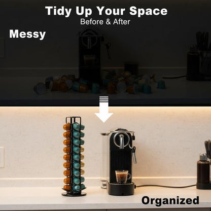 Coffee Pod Holder - Nespresso OriginalLine Rotating Carousel Organizer | Black, 40 Pods Capacity