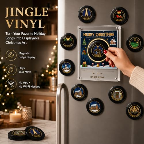 Halloween Magnetic Fridge Vinyl Music Box with NFC Discs & USB C - Personalized Retro Christmas Decor