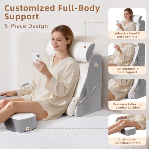 Foldable Reading Pillow for Sitting in Bed - White, 19 Inch, Adult