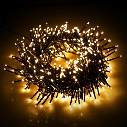 EcoNour 1500 LED Cluster Warm White Christmas Lights - 8 Modes, 61.5 Ft