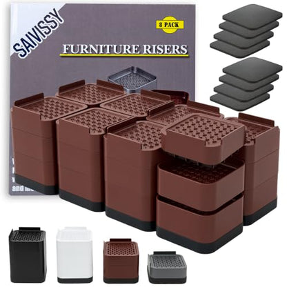 Stackable Adjustable Heavy Duty Bed Risers for Sofa and Furniture - 1.5/3/4.3 Inch