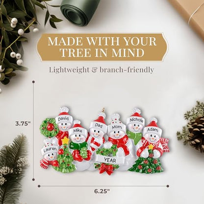 Personalized Snowman Family Ornament - Family of 7 Holiday Keepsake 2026