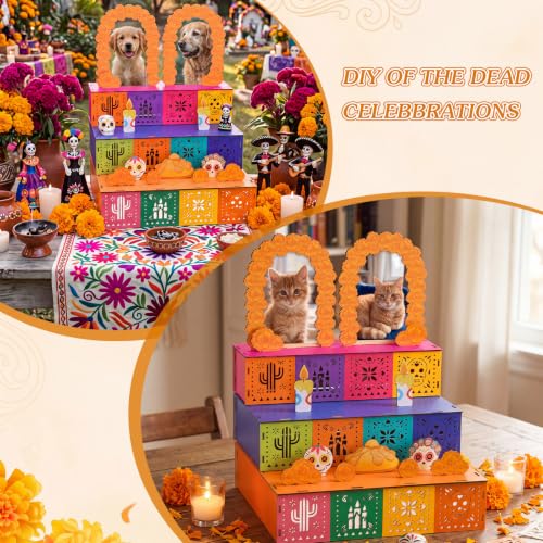 Creative Day of the Dead Wooden Marigold Altar Box Photo Frame - Tribute Decor