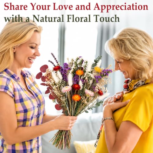 Natural Dried Flower Bouquet for Vase Decor and Crafts - 43 Stems