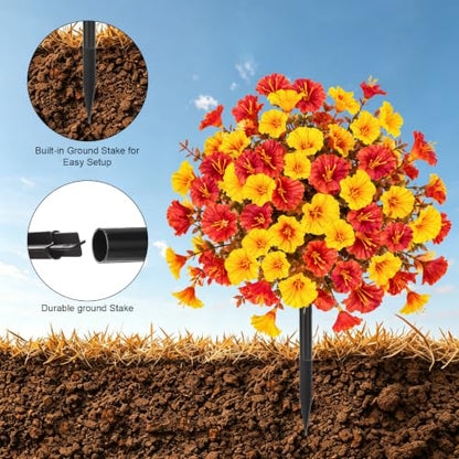 Artificial Fall Mums Flowers - Yellow | Outdoor Decor, Lush & Realistic