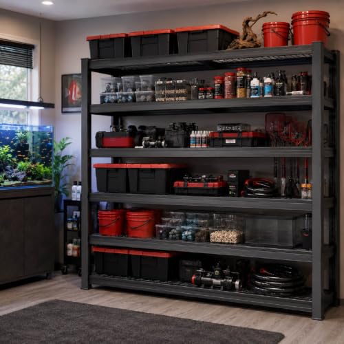 6-Tier Garage Shelving Unit - 68"W x 20"D x 84"H Adjustable Heavy-Duty Storage Rack - Variation of 1 / 6-T/68"Wx84"H x20"D
