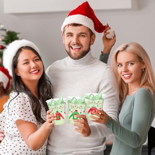 Ugly Sweater Christmas Plastic Cups 50 Pack 12oz Party Supplies - Light Strip Printed