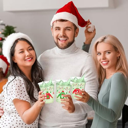 Ugly Sweater Christmas Plastic Cups 50 Pack 12oz Party Supplies - Light Strip Printed