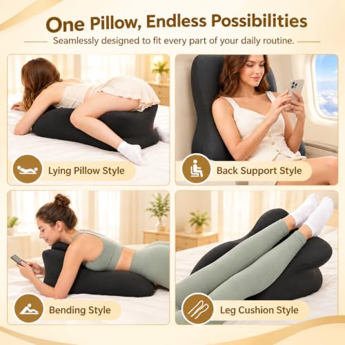 Large Ergonomic Wedge Pillow - Black Support Cushion for Reading & Relaxing