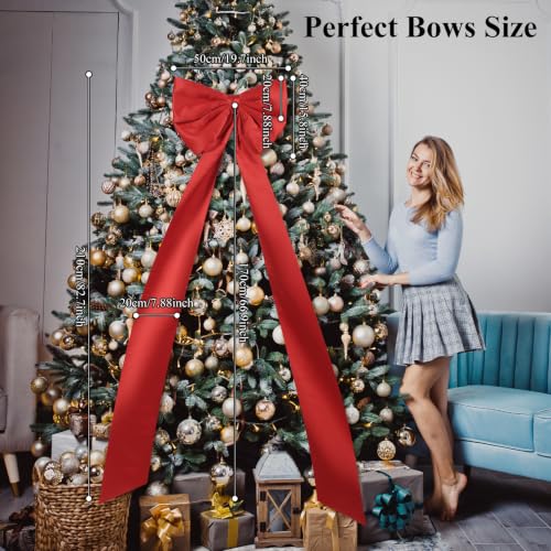 Large Satin Christmas Decoration Bow - Red 20 x 83 Inch Holiday Ribbon