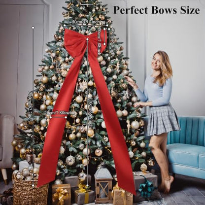 Large Satin Christmas Decoration Bow - Red 20 x 83 Inch Holiday Ribbon