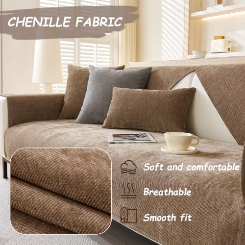 Brown Couch Cover for Leather Sofa - Non-Slip 28x28in Protection