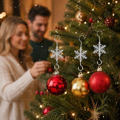 20 Pcs Christmas Snowflake Ornament Hooks - Reusable Detailing Hangers for Holiday Decor