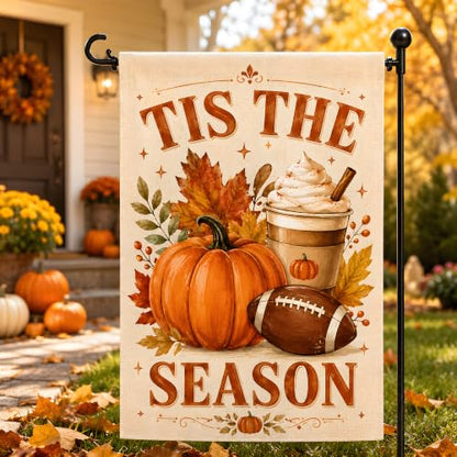 Fall Garden Flag Tis the Season Thanksgiving Decor Orange Brown