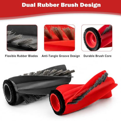 Rubber Main Brushes for Roborock Qrevo & Saros Robot Vacuums - 4-Pack