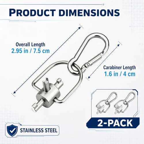 2 Pack HVAC Locking Cap Keys for R410A R22 Refrigerant - 3-in-1 Tool with Carabiner - Variation 2