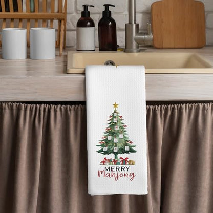 Christmas Mahjong Tree Kitchen Towels - Mahjong Gifts Dish Towels - Holiday Decor 16x24 Inches - Variation of THIS listing