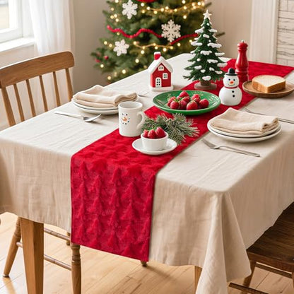 Artscope Christmas Tree Table Runner 13x72 Inch - Red - Holiday Decor