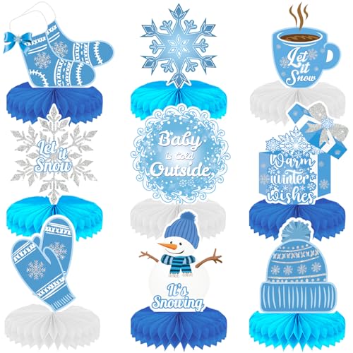 Winter Centerpieces for Table - 9Pcs Snowflake Winter Decorations