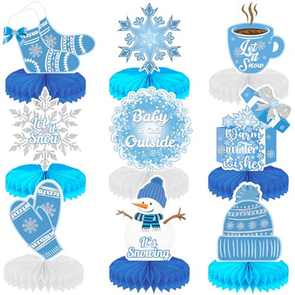 Winter Centerpieces for Table - 9Pcs Snowflake Winter Decorations