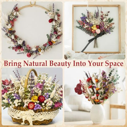 Natural Dried Flower Bouquet for Vase Decor and Crafts - 43 Stems