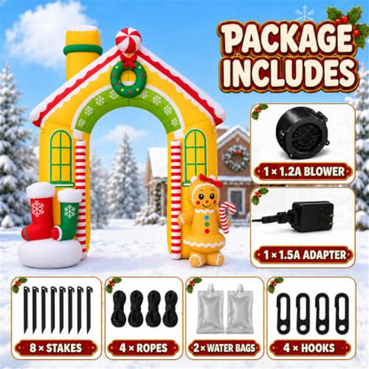 10FT Christmas Inflatable Gingerbread House Archway Outdoor Decoration