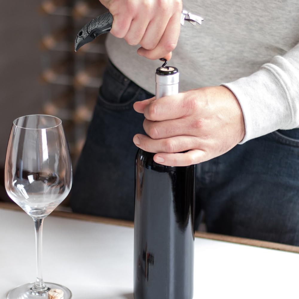 Waiter Corkscrew Wine Opener Manual | 2 Pack Professional Honatty 3-in-1 Heavy Duty Double Hinged Wine Key with Foil Cutter & Beer Bottle Opener for Servers, Bartenders & Home Use