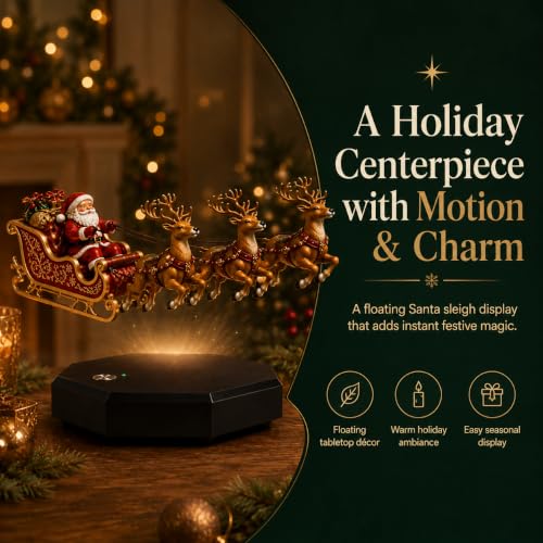 Floating Santa Sleigh - Magnetic Levitation Christmas Display for Home Decor - Red