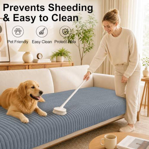 Non-Slip Plush Washable Couch Cover for Dogs - Grey 36x71 Inches
