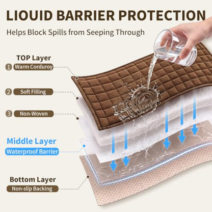 Dark Brown Waterproof Couch Cover for Sofa - Non-Slip, Washable, 28x71 Inches