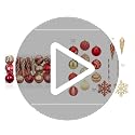 Assorted Christmas Ball Ornaments Set with Reusable Gift Box - Red Gold 80mm