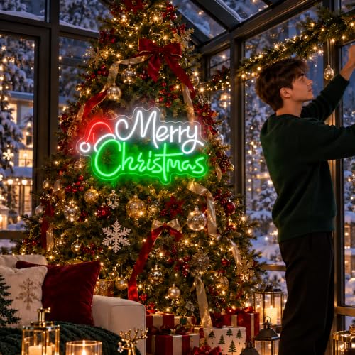 Christmas Hat Neon Sign for Holiday Decor - Indoor Window & Wall Lighting